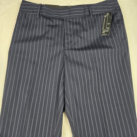 NWT Banana Republic Pants Womens 10R Blue Pinstripe Harrison Fit Wool Trouser - Picture 2 of 7